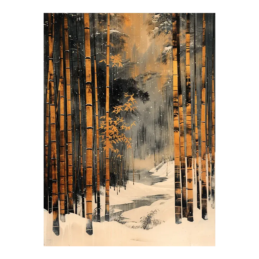japanese wall art print Bamboo in the Snow