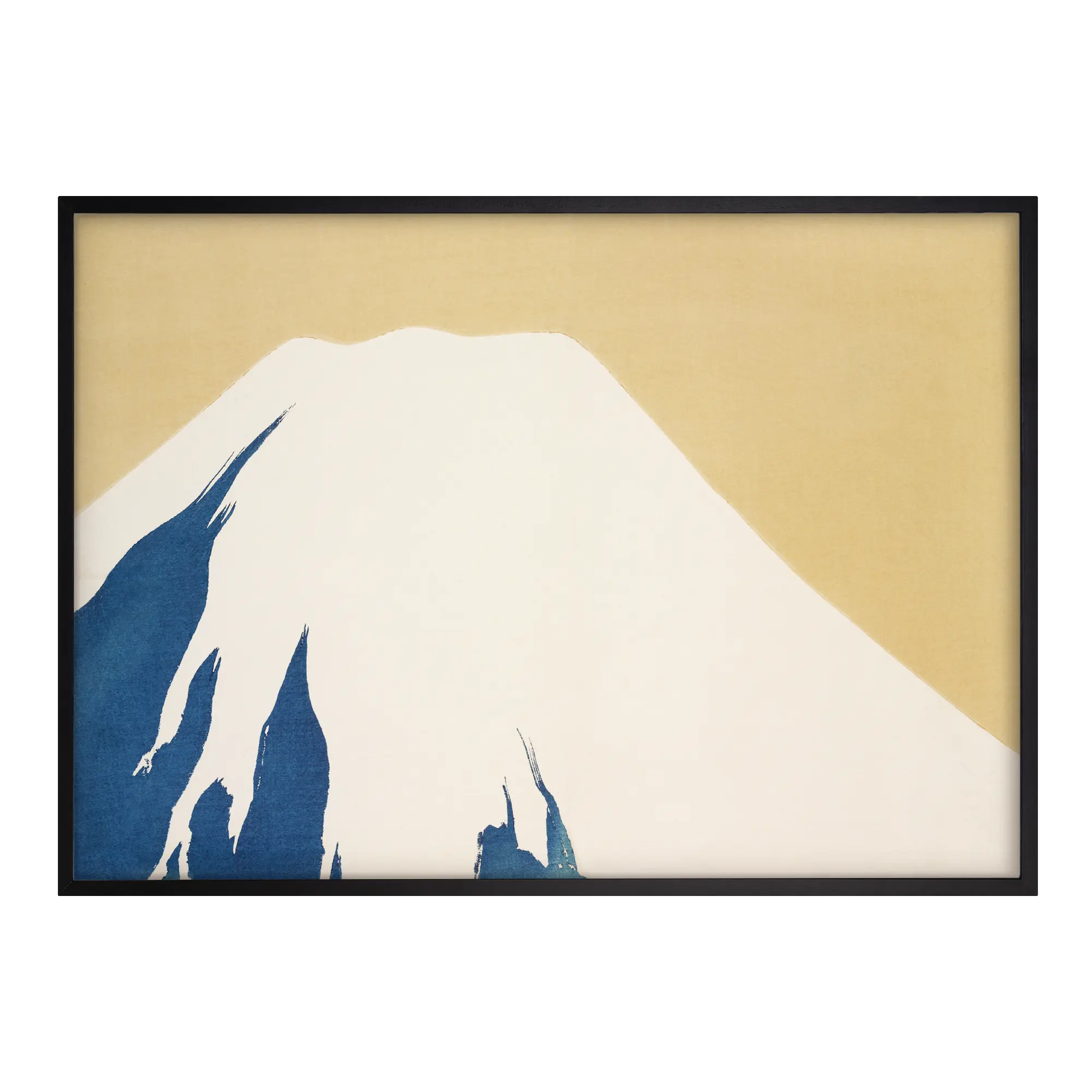Mount Fuji Japanese art print black frame with snow-capped peak and scenic landscape